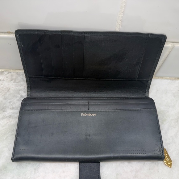 YVES SAINT LAURENT Vintage Black Leather Long Bifold Wallet/Clutch - Picture 11 of 16